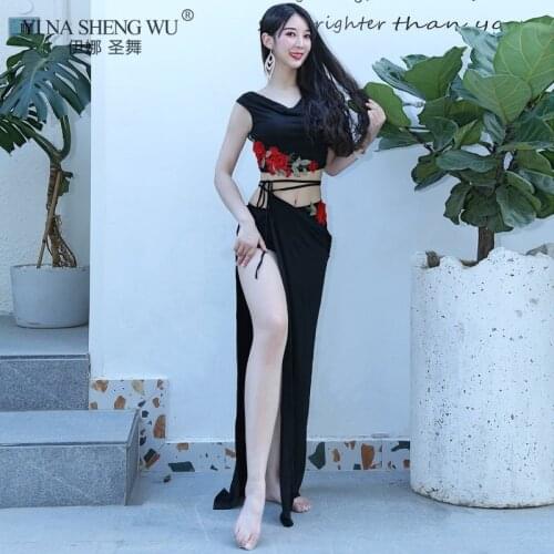 Belly Dance Clothing Female Adult Elegant Top Practice Clothing Profession Sexy Competition Performance Clothing Long Skirt Suit
