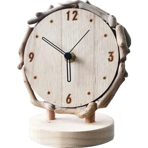 Silent Creative Table Clock Slow Living Log Table Clock Desk Clock Living Room Household Simple Clock Ornaments Table