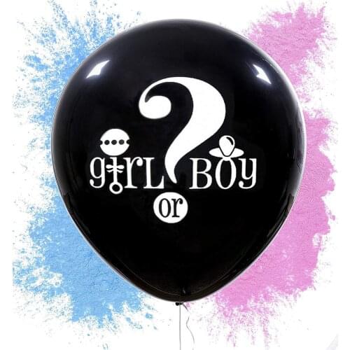 36inch Gender Reveal Balloons Boy or Girl Latex Black Confetti Balloon Baby Shower Party Decorations Supplies