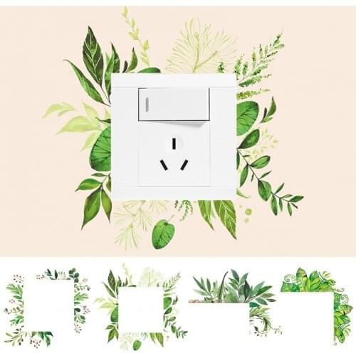 Green Leaves Home Luminous Switch Protective Cover Wall Sticker Socket Decor Green Leaves Wall Sticker