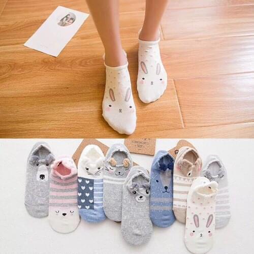 1pair three-dimensional cartoon cute womens socks, full-cotton, short-socks, thin socks