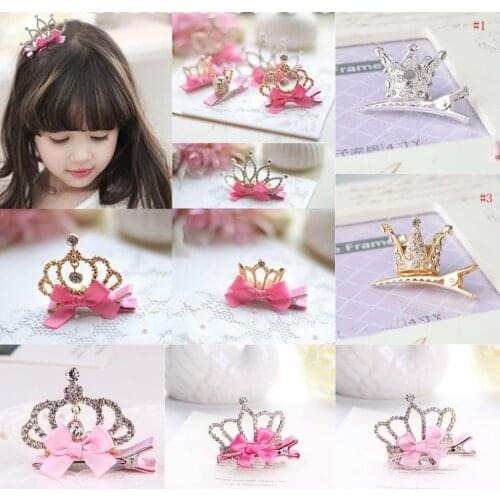 1PC Princess Kids Shiny Crown Hair Clips Cute Rhinestone Crystal Crown Hair Accessories Hairpin Barrettes Girl Favo