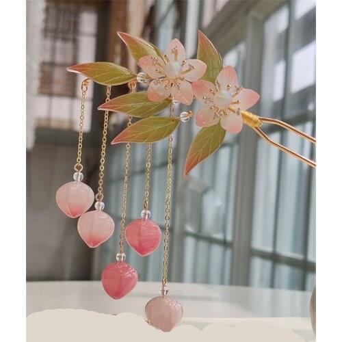1pcs Hanfu Cute Tassel Hairpin Headwear Hair Stick Daily Decor Accessories Cosplay Prop Women Girl Birthday Gift