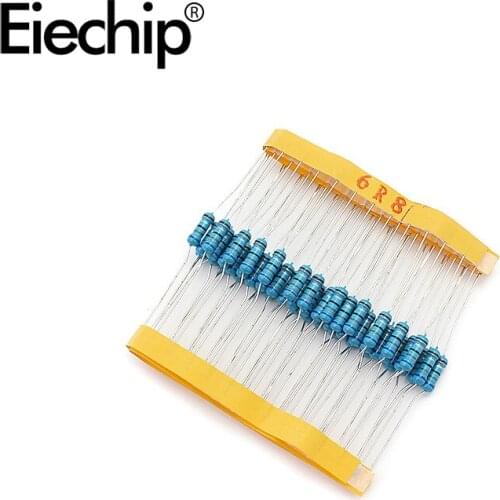 100pcs/lot 0.5W 1 ohm 1% Metal film resistor 1/2W resistance 6.8R Electronic resistors