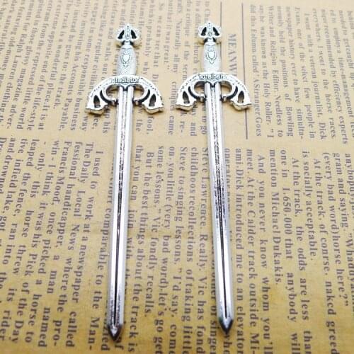 4 PCS/Lot 22mm*87mm Pendant Antique Silver Color Sword Charms For DIY Jewelry Making DIY Keychain