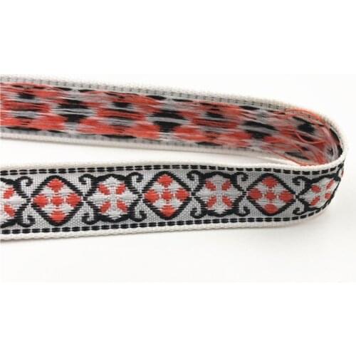 5Yards 16mm 5/8" Woven Jacquard Ribbon Red Square White Ribbon DIY Handmade Ribbon Material Sewing Hat Curtain Clothing Decor