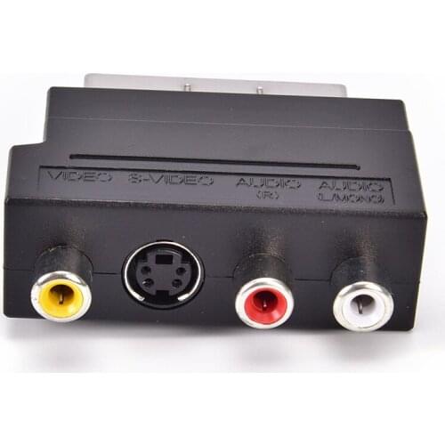 RGB Scart to 3 21 pin RCA S-Video Adapter Composite RCA SVHS S-Video AV TV Audio For Video DVD Recorder TV Television Projector
