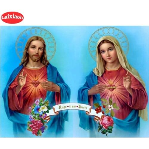 Diamond Painting God Jesus, Virgin Mary religion Full Drill Square DIY Diamond Embroidery Cross Stitch Mosaic round Home Decor