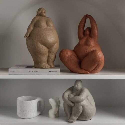American Creative figure Abstract fat woman ornaments resin sculpture living room Office Bookcase art decorations