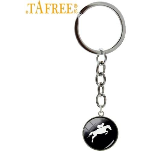 TAFREE Riding silhouette key chains Derby Day horse race sport keyring equestrian keychain cool Horseback Riding jewelry T783