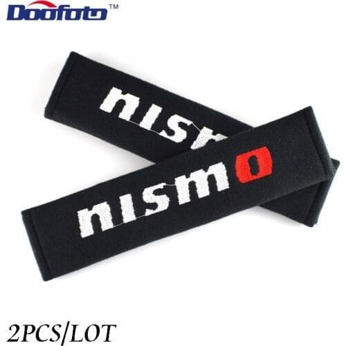 Doofoto 2pcs Interior Car Sticker Seat Belt Cover For Nissan Nismo Accessories Logo Car Styling Cotton Shoulder Protective Case