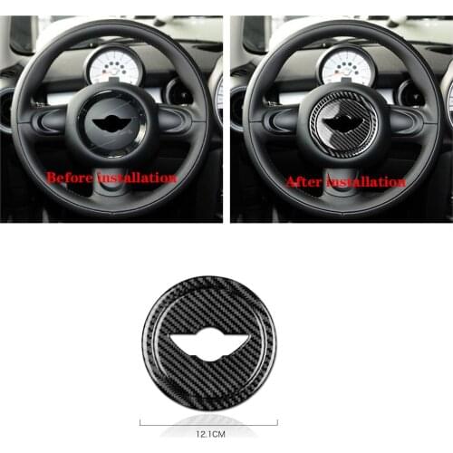 For Mini Cooper F55 F56 Countryman F60 Accessories Mini Cooper R55 R56 R60 R61 Sticker Carbon Fiber Interior Steering Wheel Trim