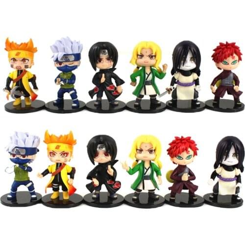 6pcs/lot Naruto Shippuden Gaara Kakashi Uchiha Itachi Orochimaru Tsunade Anime Action Figure Toys PVC Collection Model Dolls