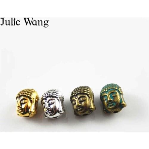 Julie Wang 20pcs Mixed 4 Colors Alloy Buddha Head Beads For Pendant Charm Jewelry Making Bracelet Necklace Finding DIY Accessory