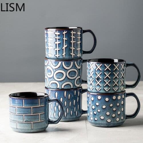 Nordic Ceramic Coffee Mug Retro Luxury Creative Couple Milk Tea Cup Coffee Drinkwear Japan Travel Cute Mugs Funny Coffee Cups