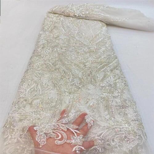 SJ Lace Nigerian Lace Fabrics Handmand Beaded Tulle Lace Fabric 2021 High Quality Lace African French Lace Fabric For Sew x1-80