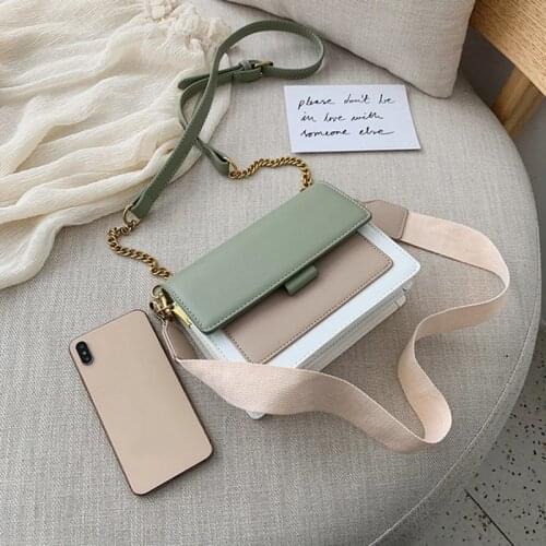 Small bag women 2020 new Korean version of small square bag wide shoulder strap fashion Joker shoulder Messenger bag