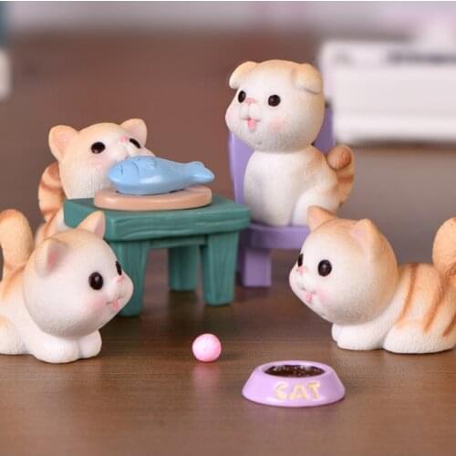 Cute Fish Cat Bowl Plate Micro Landscape Figurine Ornaments Resin Craft Miniature Fairy Garden Decoration Accessories