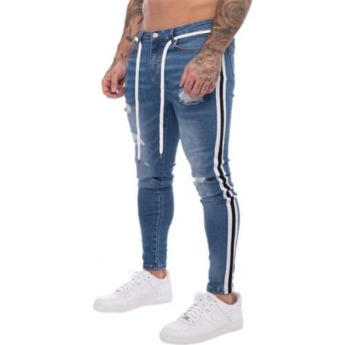 Men Fashion Jeans Skinny Skin-friendly Cotton Blend Stretch Denim Long Trousers Skinny Streetwear Casual Pants штаны мужские