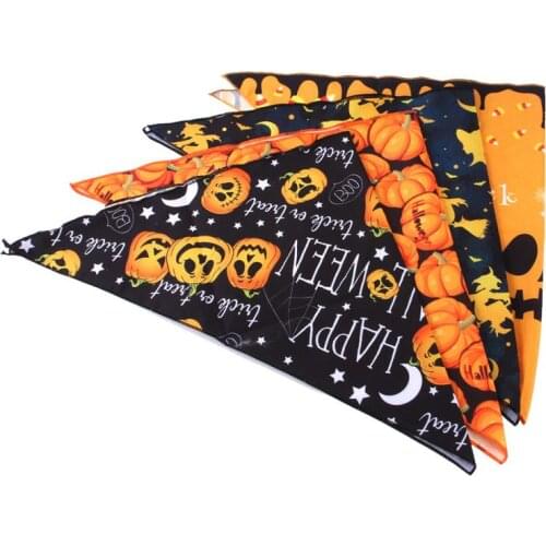 New Lovely Saliva Towel Pet Pumpkin Triangle Scarf Pet Jewelry Neck Cover Saliva Towel Puppy Kitten Halloween Party Accessories