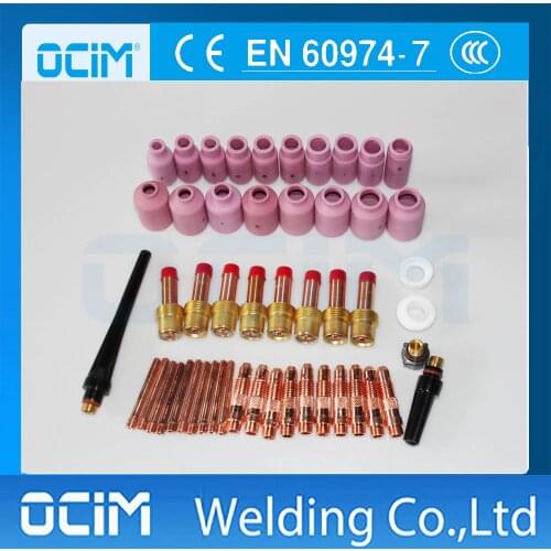 51PCS TIG Welding Torch Consumables Accessories Alumina Gas Lens, Back Cap ,Collet Bodies, FIT WP 17 18 26 Series