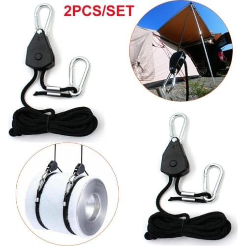 2pcs Adjustable 1/8" 1/4" Rope Ratchet Hangers Lights Lifters Grow Reflector Camping Wind Stopper Tent Rope Fixed Buckle Pulley
