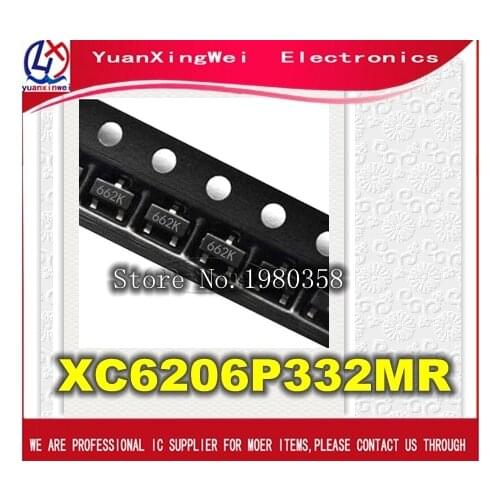 100pcs free shipping XC6206P332MR 662K XC6206 3.3V/0.5A Positive Fixed LDO Voltage Regulator SOT-23 new original