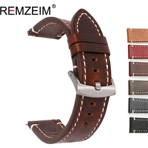 Retro Oil Wax Leather Genuine Leather Strap For Samsung Galaxy Watch 46mm Gear S3 Frontier Classic Quick Release Watchband