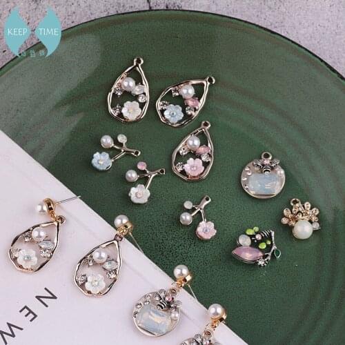 DIY imitation diamond jewelry accessories alloy shell flower Teardrop Earrings Earrings Pendant pendant material bee