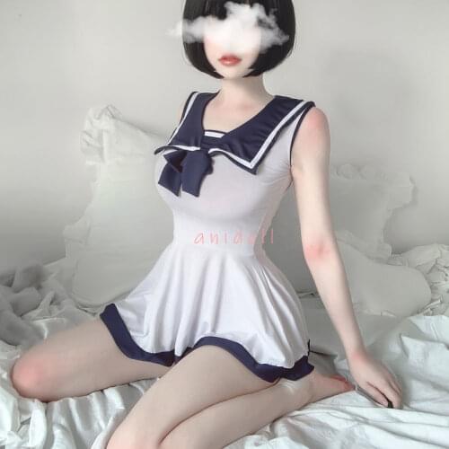 Lolita Sexy Sailor Cosplay Costumes Cute Black Dress and Thong Anime School Girl Gothic Student Outfit for Woman Lingerie Erotic