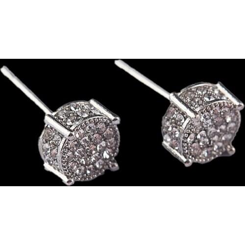 1pair Micro pave Lab Diamond Stud Earring Real 925 Sterling Silver Party Wedding Earrings for Women men Anniversary Jewelry