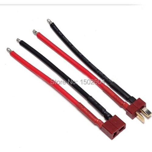 1 Pair T plug male & T plug female Connector Silicone Wire 10CM 12AWG for RC Deans Style