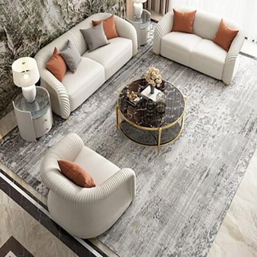 Light luxury American leather sofa combination living room small apartment luxury villa Italian style postmodern minimalist