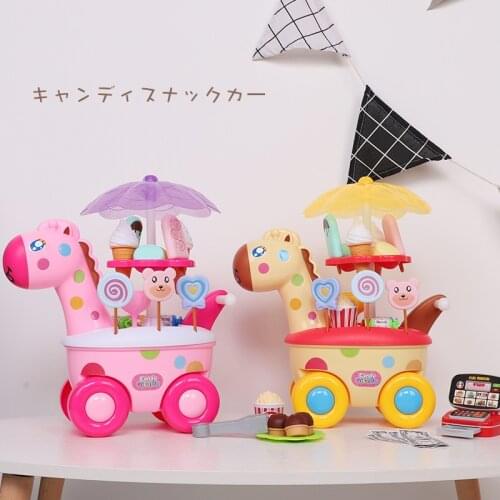 Candy Cart Sweet Candy Cart 39 Pcs/Set Realistic Ice Cream Deer Trolley Candy Sweets Shop Pretend Play Grils Games