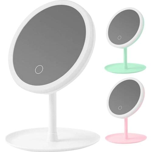 Magnifying Makeup Mirror with Lights 3 Color Lighting Press Screen Dimming 180 Degree Rotation Vanity Mirror