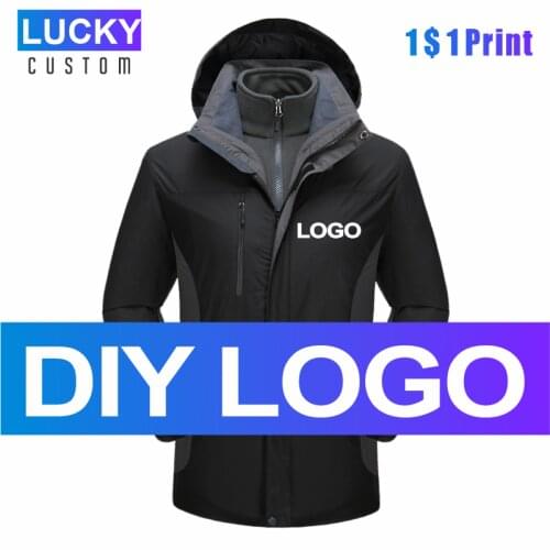 Mens Winter Jacket Windproof Coat Custom Embroidered Print Ski Jacket Windproof 3XL