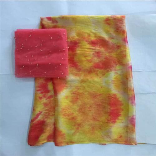 High Quality African Silk Chiffon Printed Fabric 5+2 Yards For Ladies To Wear Soft And Comfortable Printed Silk Fabric! LXF4710