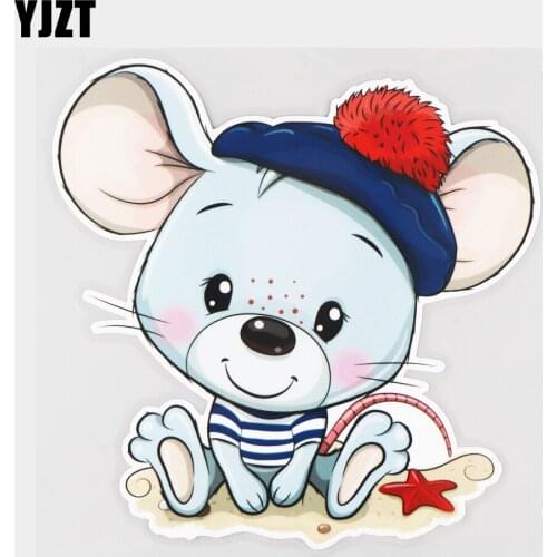 YJZT 16×16.1CM Sailor Mouse Window Decoration Decals Creative Lovely Animal Car Stickers 21A-1135