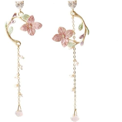 POTCET Korea 2021 Fashion Trend Womens Long Flowers Pendant Earrings Retro Earrings Simple Earrings 2021 Trend Jewels