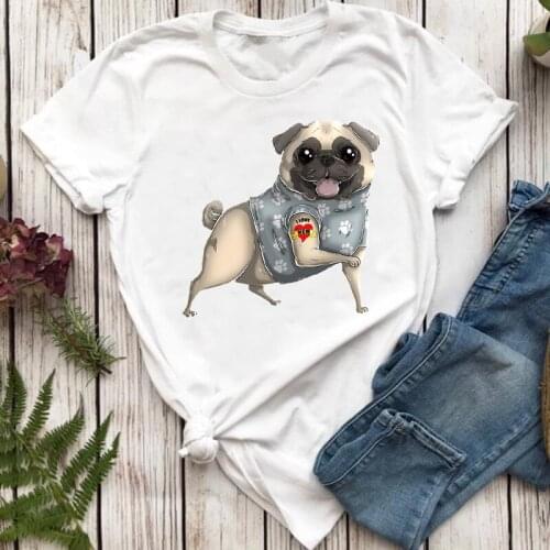 Women T-shirts Short Sleeve 90s Trend 90s Cute Animal Dog Pet Mom Top Lady Tshirt Female Ladies Print Graphic Tee T-Shirt