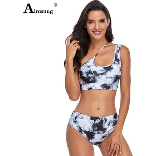 Women Bikini Sets Swimsuit Fashion Colorblock Print Two Pieces Swimwear Crop TOP 2021 New Tie Dry Beachwear Sexy Femme Clothing