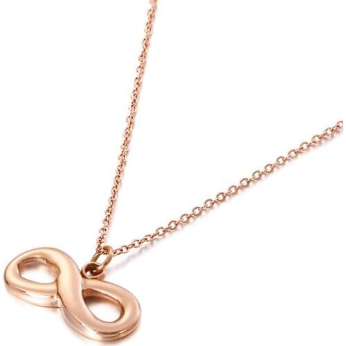 Titanium steel plating gold ladies figure 8 stainless steel necklace clavicle pendant