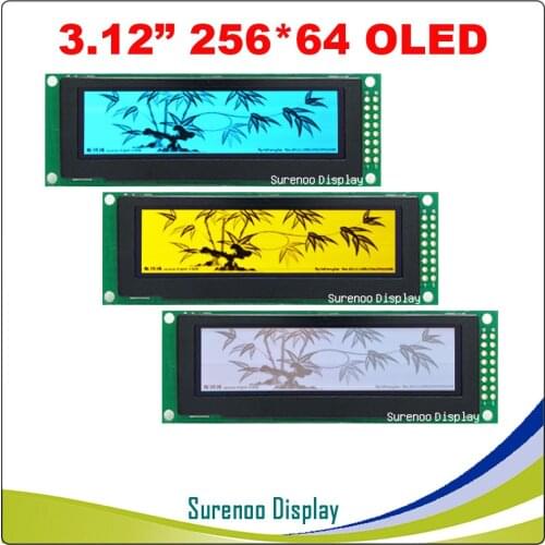 Real OLED Display, 3.12" 256*64 25664 Dots Graphic LCD Module Display Screen LCM Screen SSD1322 Controller Support SPI