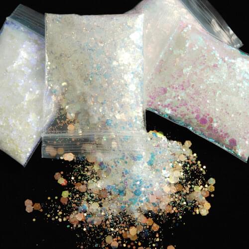 10g Shiny Mermaid Sequins Mixed Hexagon Chunky Glitter Epoxy Resin Mold Fillings Chameleon Flakes Slices DIY Resin Art Supplies