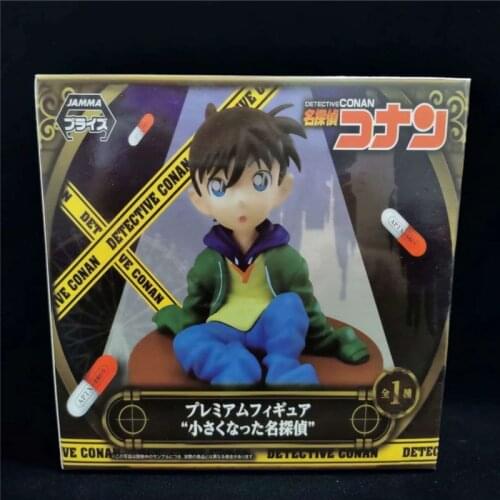 10CM Anime Detective Conan Figure Conan Sitting Posture Kudo Shinichi Q Version Car Decoration Action PVC Model Toy Collectible
