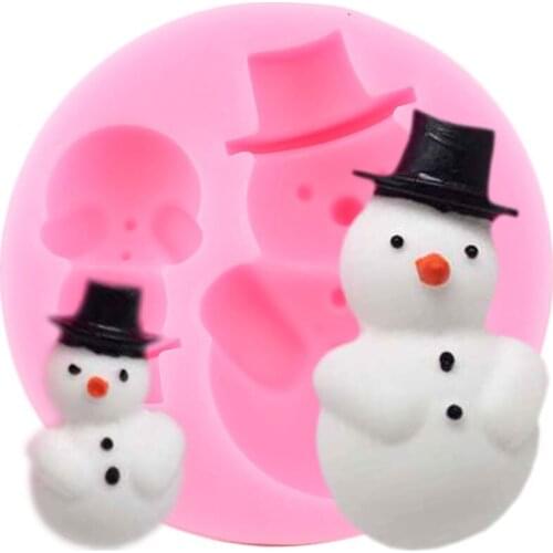 3D Snowman Silicone Mold Christmas Cupcake Topper Fondant Cake Decorating Tools Chocolate Gumpaste Molds Candy Resin Moulds
