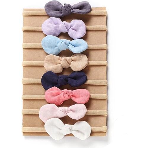 4pcs/lot 2019 New Baby Girls Headbands 100% Cotton Soft Bow Hair bands With Nylon Headbands Toddlers Girls Hair Accessories
