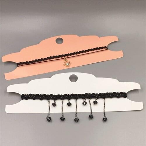 50Pcs/Lot High Quality White And Pink Jewelry Hair Band Packaging Paper Card Fashion Hair Accessories Display Cards