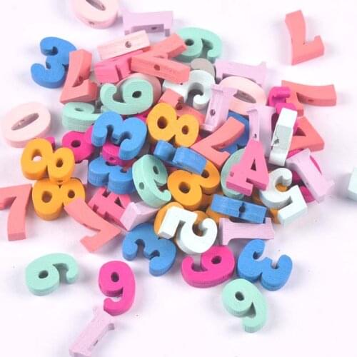 50Pcs Multicolor Number Wood Spacer Beads Craft Supplies For DIY Jewelry Making Necklace Handmade Bracelet Charms Accessories