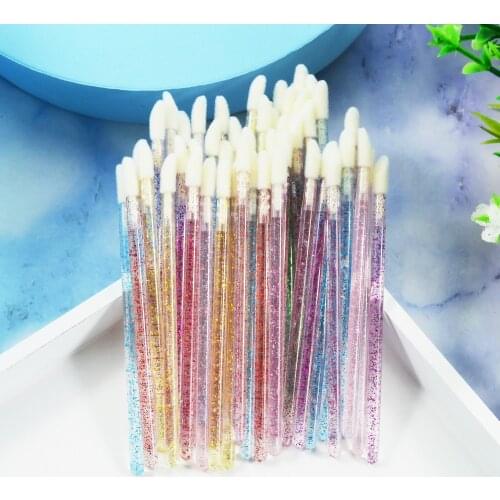 50 pairs of disposable crystal stick lip brush lipstick brush lip gloss brush makeup brush grafting eyelash cleaning cotton swab